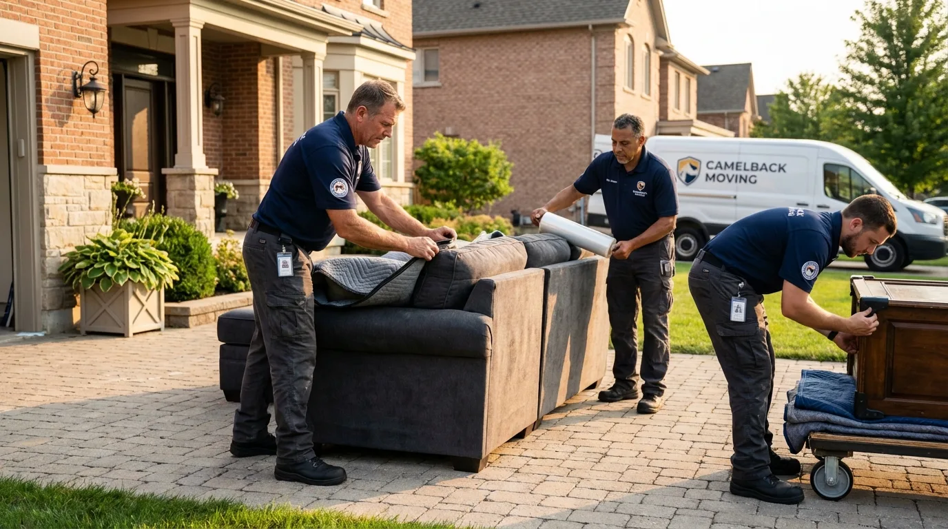 Large estate moving crew wrapping furniture in Mexico, NY
